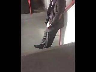 Gorgeous french suit guy pocket wank on Train